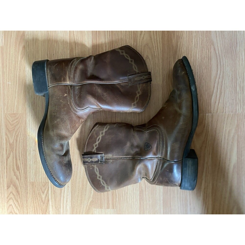 Ariat Men’s Work Boots Brown Leather Size 12 D Cowboy Rugged Workwear Patina